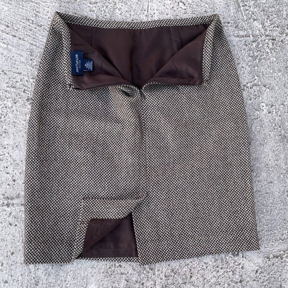 Ann Taylor Women Skirt Brown 100% Wool A Line Skirt Size 8P - Picture 6 of 7